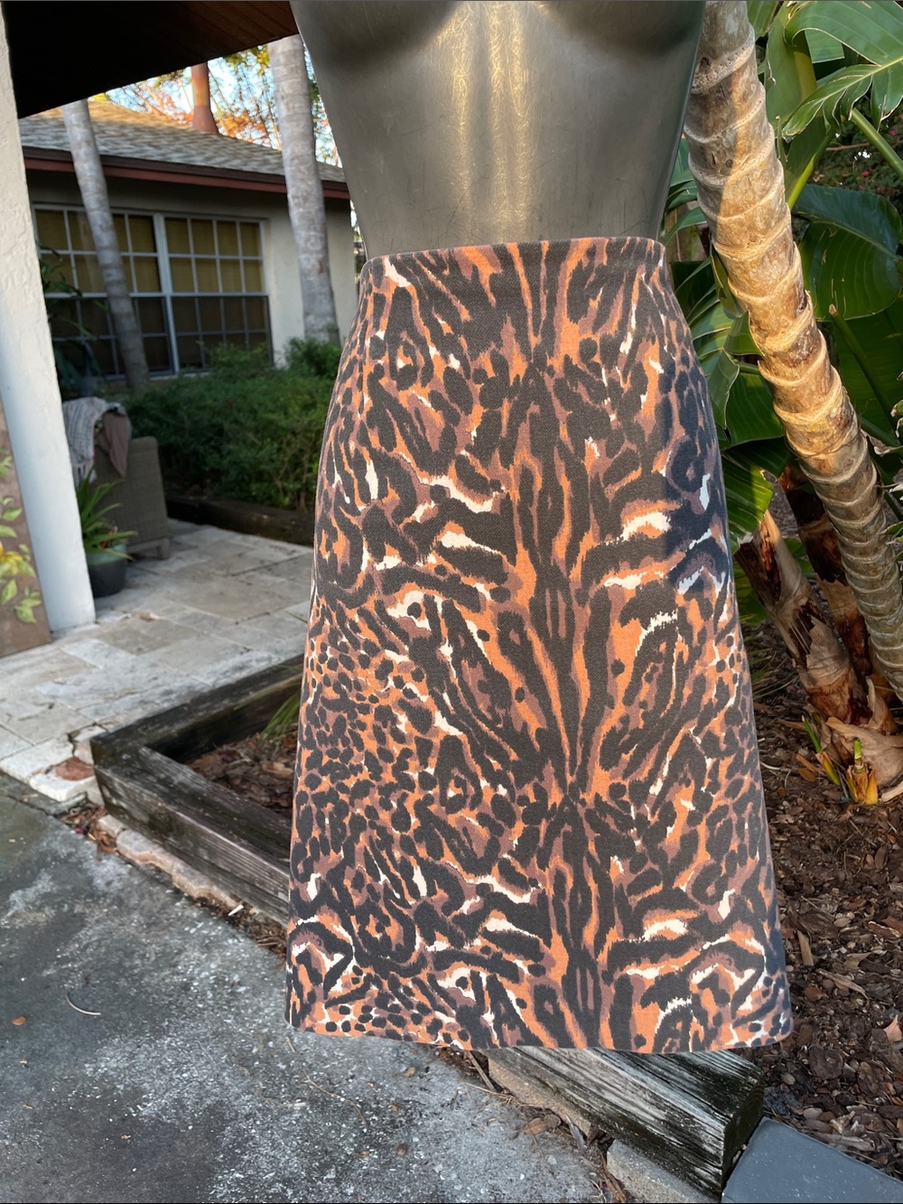 talbots leopard print pencil skirt